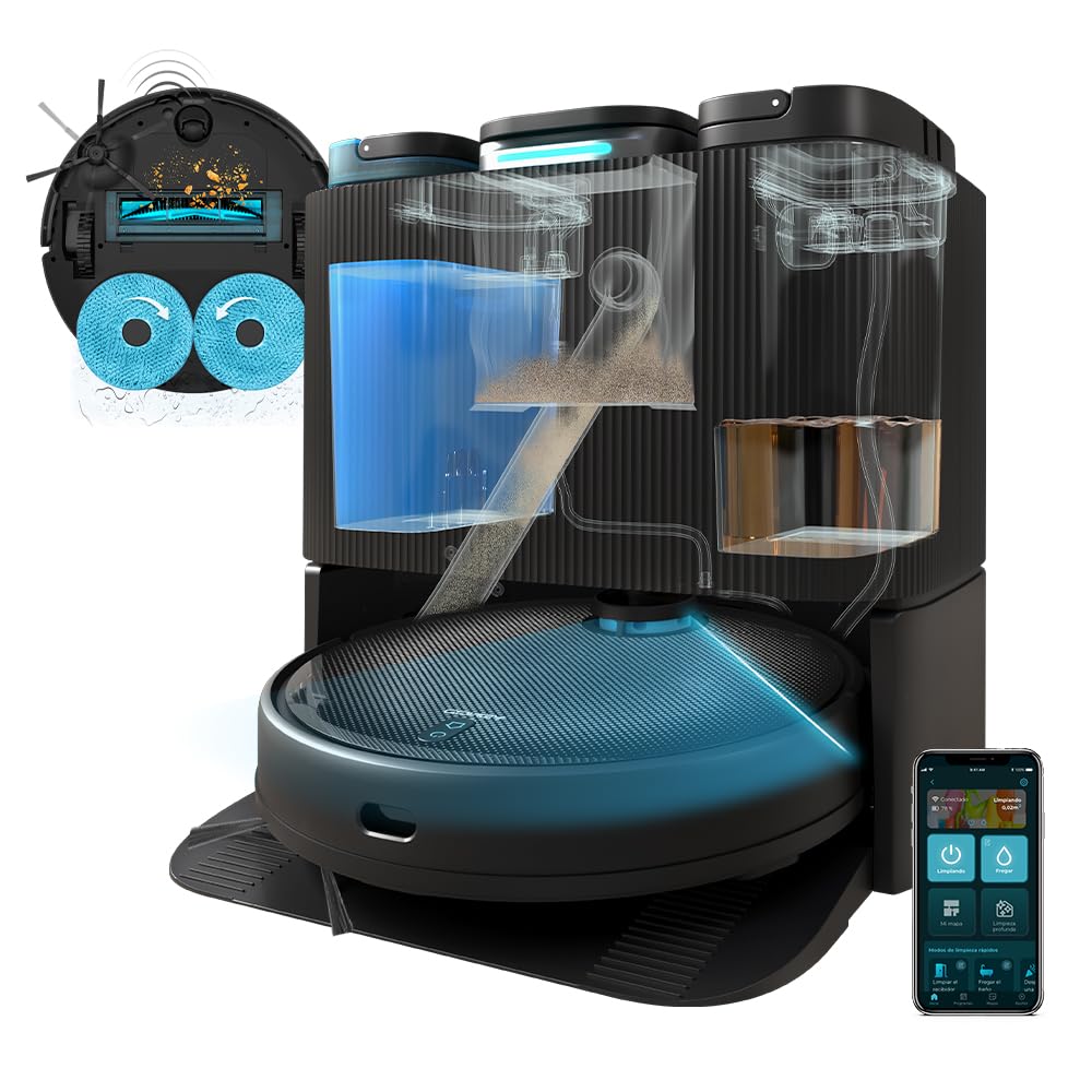Cecotec Conga 11090 Robot Aspirador con Estación Automática Home&Wash – Autolimpieza y Vaciado, Limpieza Inteligente