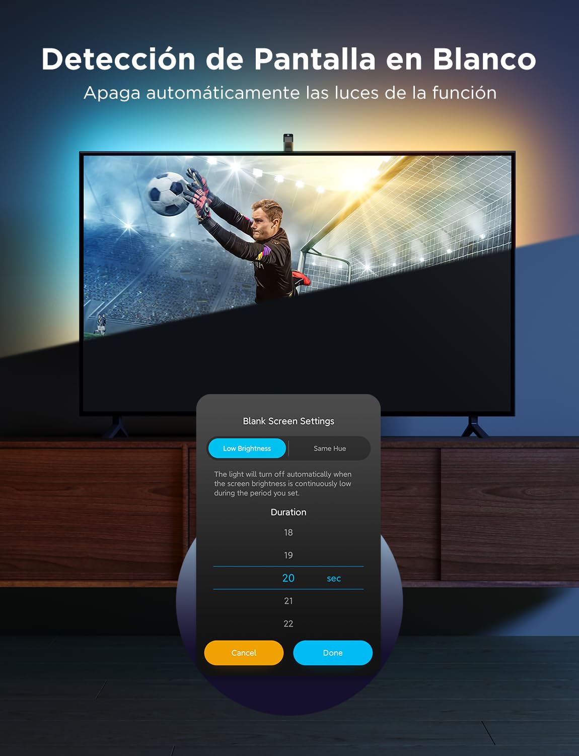 Govee TV Backlight 3 Lite, 3.6m Retroiluminación LED RGBICW 4 en 1 con Corrección Ojo de Pez, WiFi, Compatible con Alexa y Control por App, para TVs 55-65 pulgadas