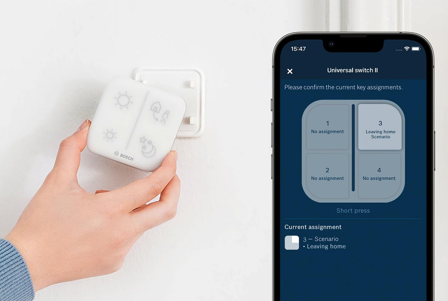 Bosch Smart Home Interruptor Universal II – Control de Dispositivos Inteligentes, Compatible con 4 Botones