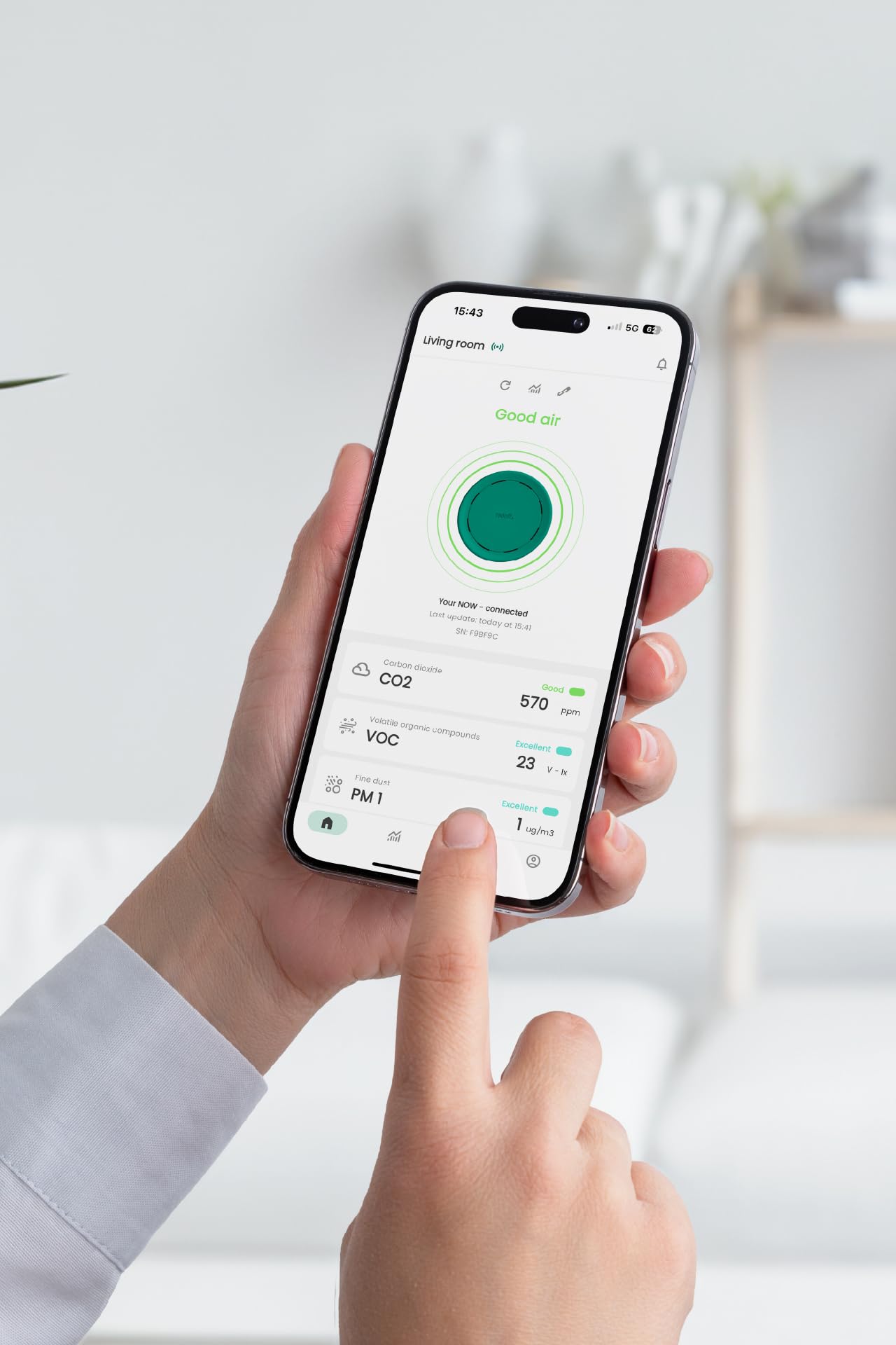 Radoff Now Medidor Calidad Aire - Detector CO2, COV, PM | Sensor Temperatura, Humedad, Presión | Compatible Alexa | Accesorios Smart Home Wifi
