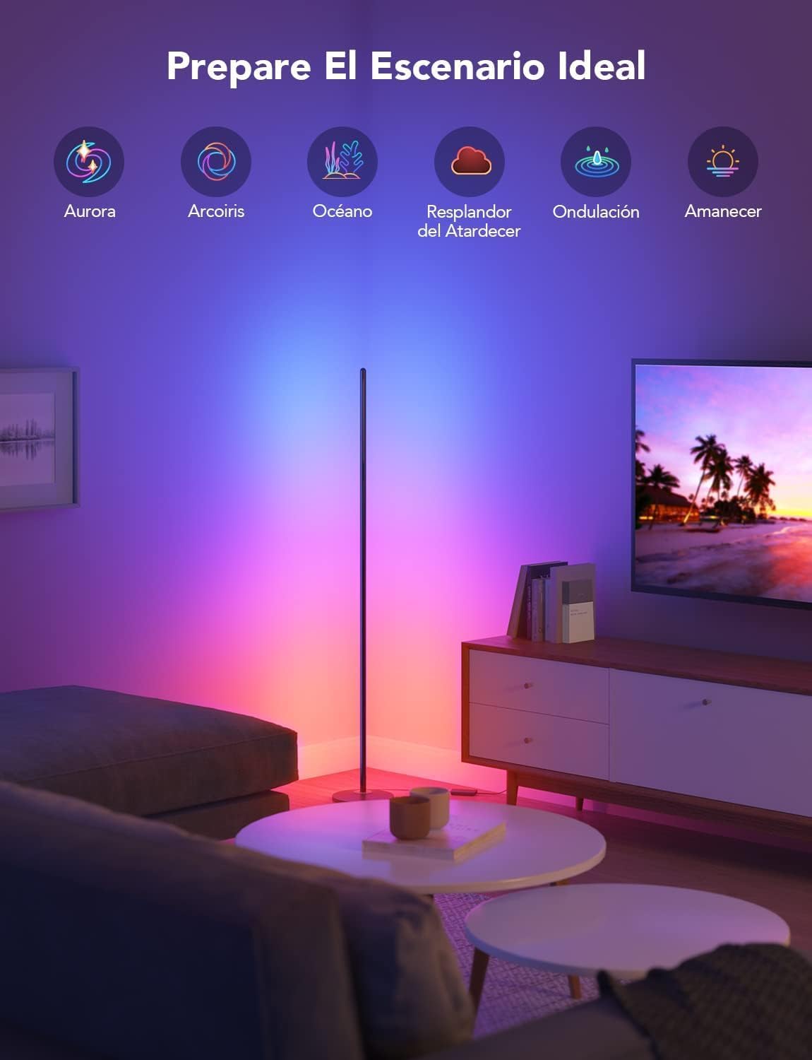 Govee Lámpara de Pie LED RGBIC Moderna, 16 Millones de Colores DIY, 61 Modos de Escena, Control por Alexa, Google Assistant y App, Sincronización Musical para Dormitorio y Gaming Room