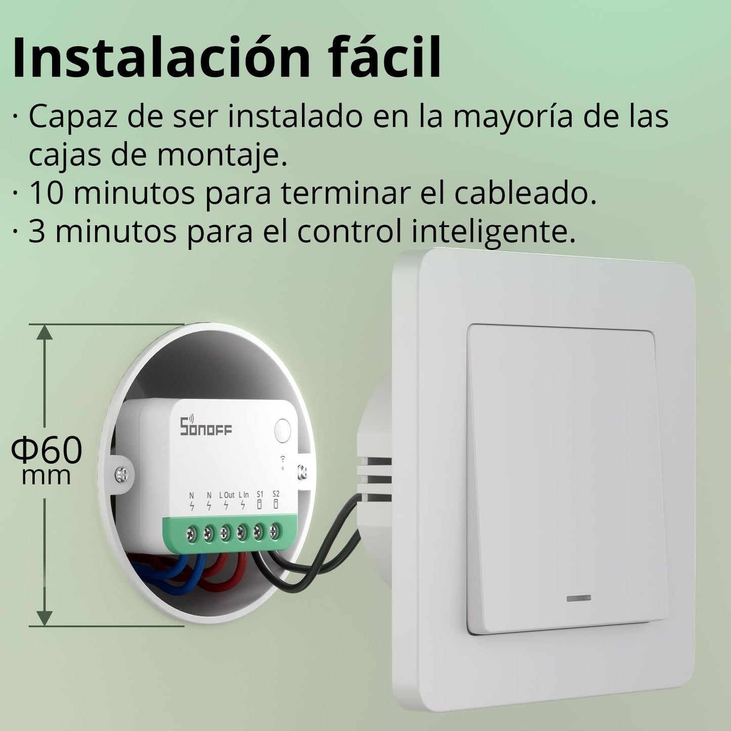 SONOFF Matter Interruptor WiFi Inteligente – Rele DIY Compatible con Apple Home, Alexa y Google Home – Requiere Cable Neutro