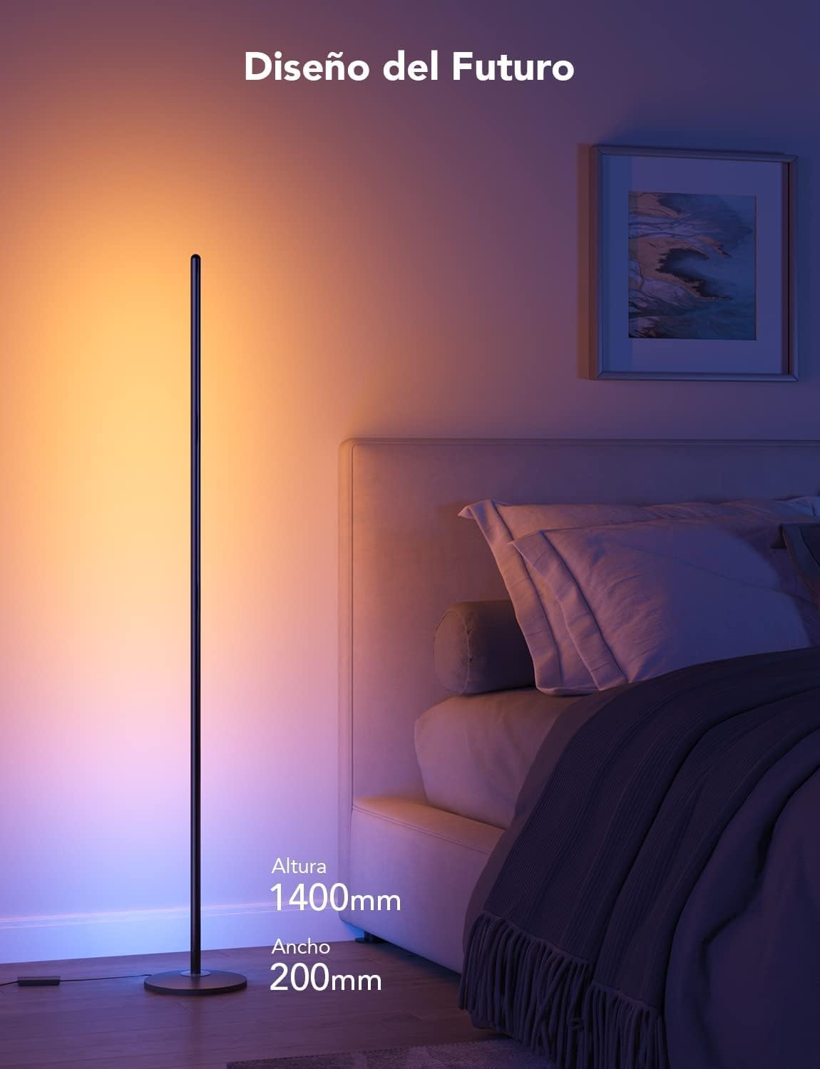 Govee Lámpara de Pie LED RGBIC Moderna, 16 Millones de Colores DIY, 61 Modos de Escena, Control por Alexa, Google Assistant y App, Sincronización Musical para Dormitorio y Gaming Room