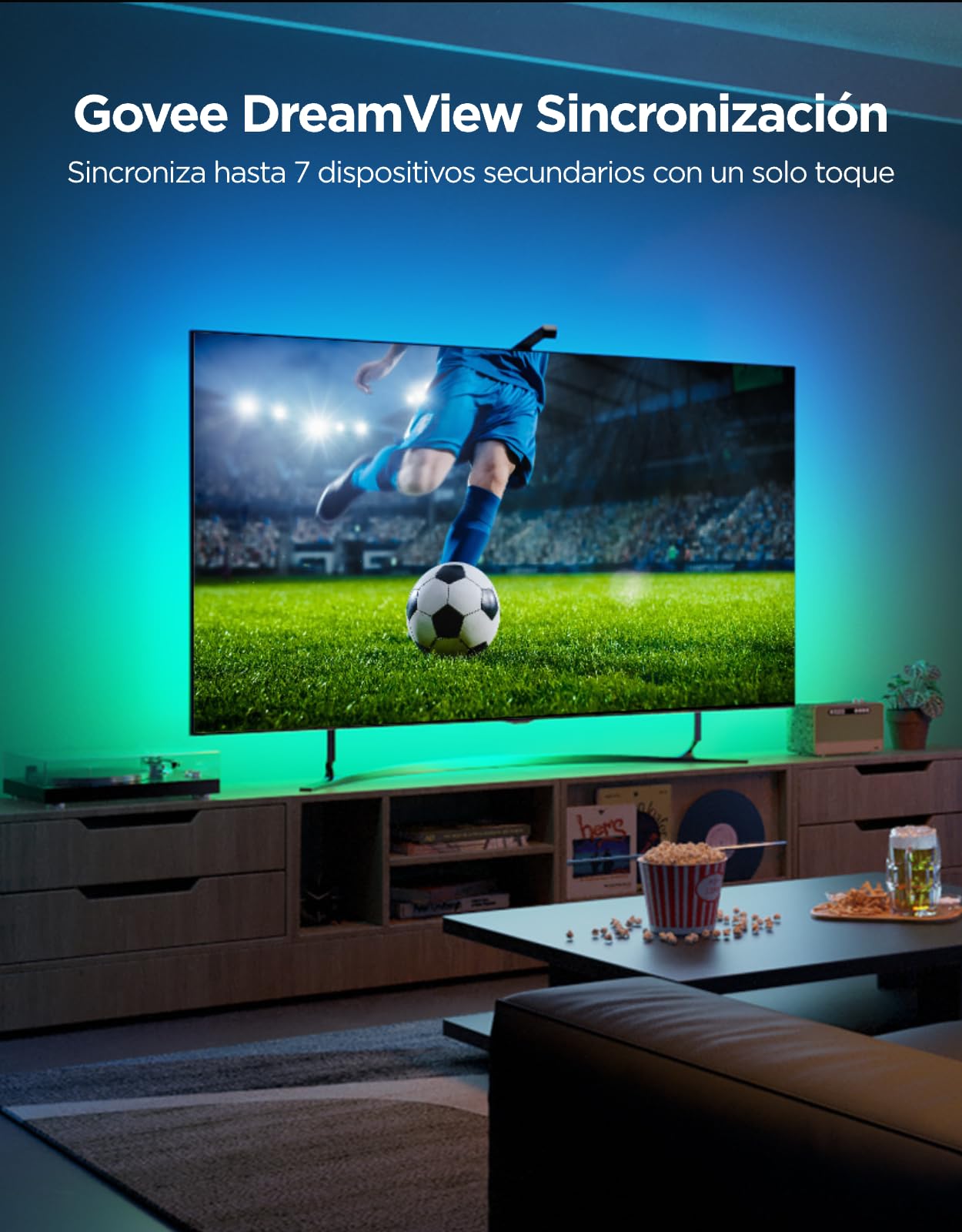 Govee TV Backlight 3 Lite, 3.6m Retroiluminación LED RGBICW 4 en 1 con Corrección Ojo de Pez, WiFi, Compatible con Alexa y Control por App, para TVs 55-65 pulgadas