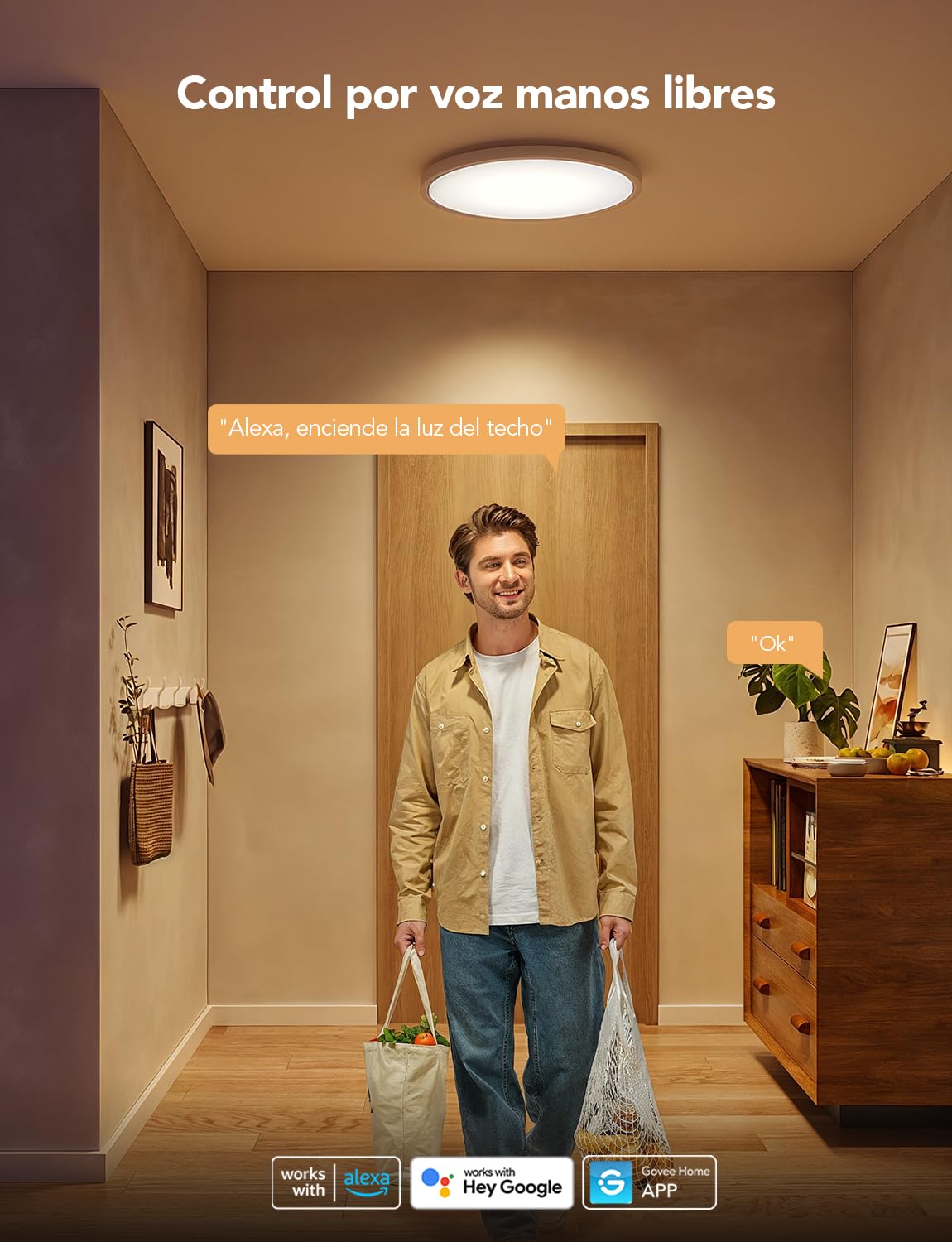Govee RGBIC LED Plafón 30cm – Lámpara de Techo Inteligente 2400LM, 2200-6500K, 16 Millones de Colores, Luz LED Empotrable para Dormitorio, Salón, Cocina y Pasillo
