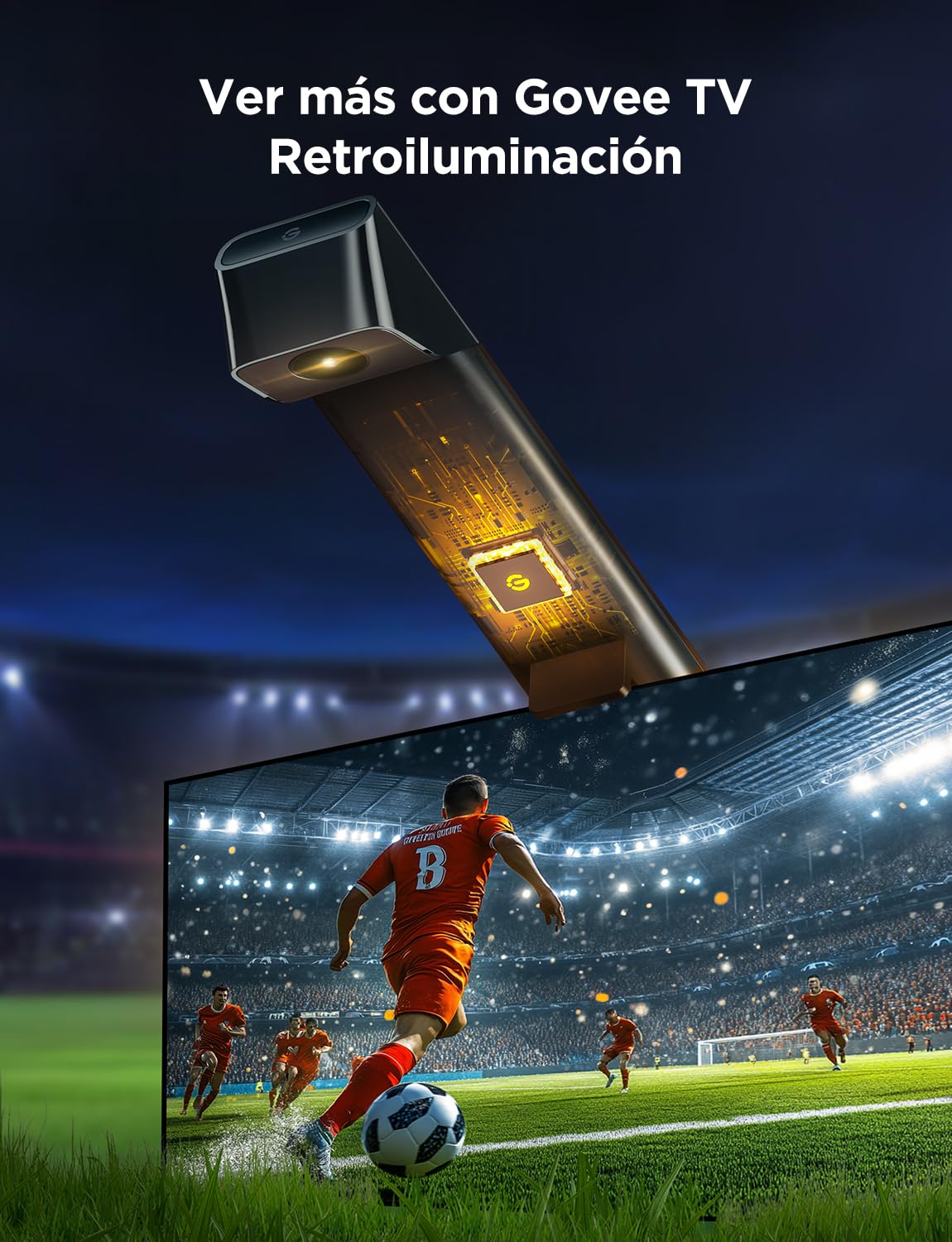 Govee TV Backlight 3 Lite, 3.6m Retroiluminación LED RGBICW 4 en 1 con Corrección Ojo de Pez, WiFi, Compatible con Alexa y Control por App, para TVs 55-65 pulgadas