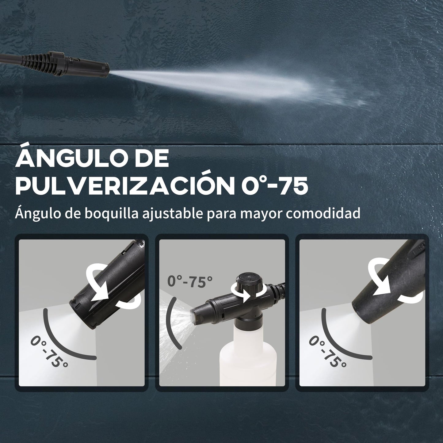 DURHAND Hidrolimpiadora Lavadora de Alta Presión 1600W, Caudal 432 L/h, Bomba de Aluminio, Presión de 130 Bar, Manguera de 6 m, Incluye Botella de Jabón y Boquilla Cepillo, Azul, 23.5x27x68 cm