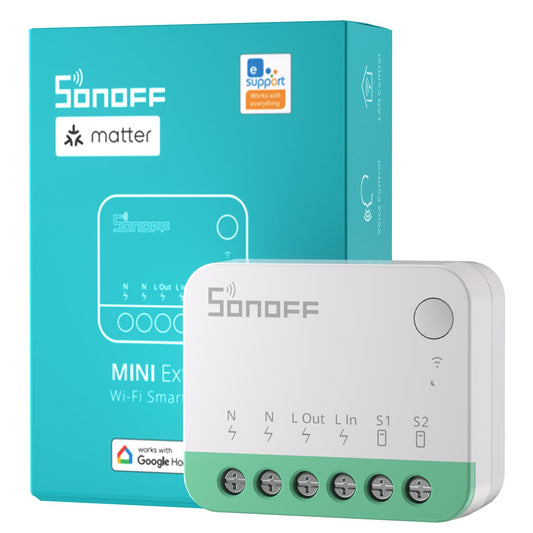 SONOFF Matter Interruptor WiFi Inteligente – Rele DIY Compatible con Apple Home, Alexa y Google Home – Requiere Cable Neutro