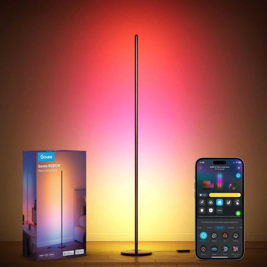 Govee Lámpara de Pie LED RGBIC Moderna, 16 Millones de Colores DIY, 61 Modos de Escena, Control por Alexa, Google Assistant y App, Sincronización Musical para Dormitorio y Gaming Room