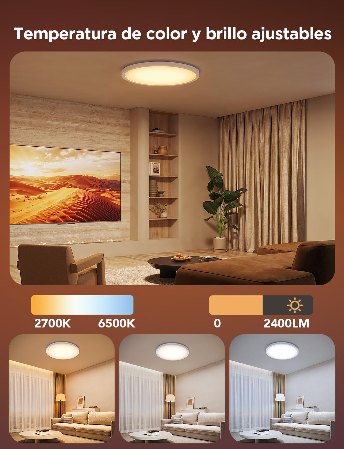 Govee RGBIC LED Plafón 30cm – Lámpara de Techo Inteligente 2400LM, 2200-6500K, 16 Millones de Colores, Luz LED Empotrable para Dormitorio, Salón, Cocina y Pasillo