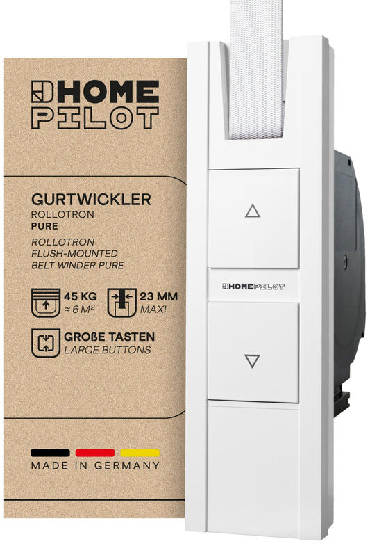 HOMEPILOT RolloTron Pure Motor Eléctrico para Persianas Enrollables, Accesorio Smart Home, Instalación Posterior, Capacidad de Carga 45 kg